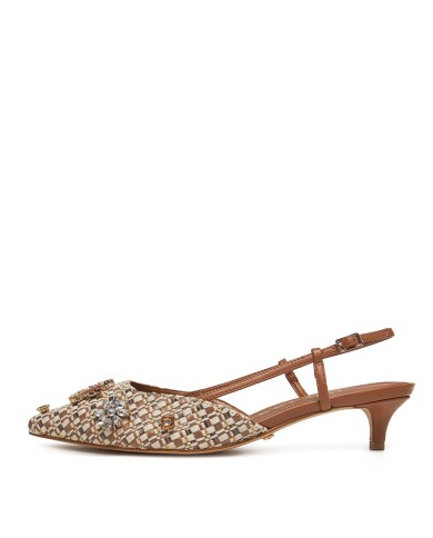 GUESS SCARPA DONNA SLING BACK JESSENY GIOIELLO MARRONE FLPJSN 125