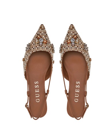 GUESS SCARPA DONNA SLING BACK JESSENY GIOIELLO MARRONE FLPJSN 125