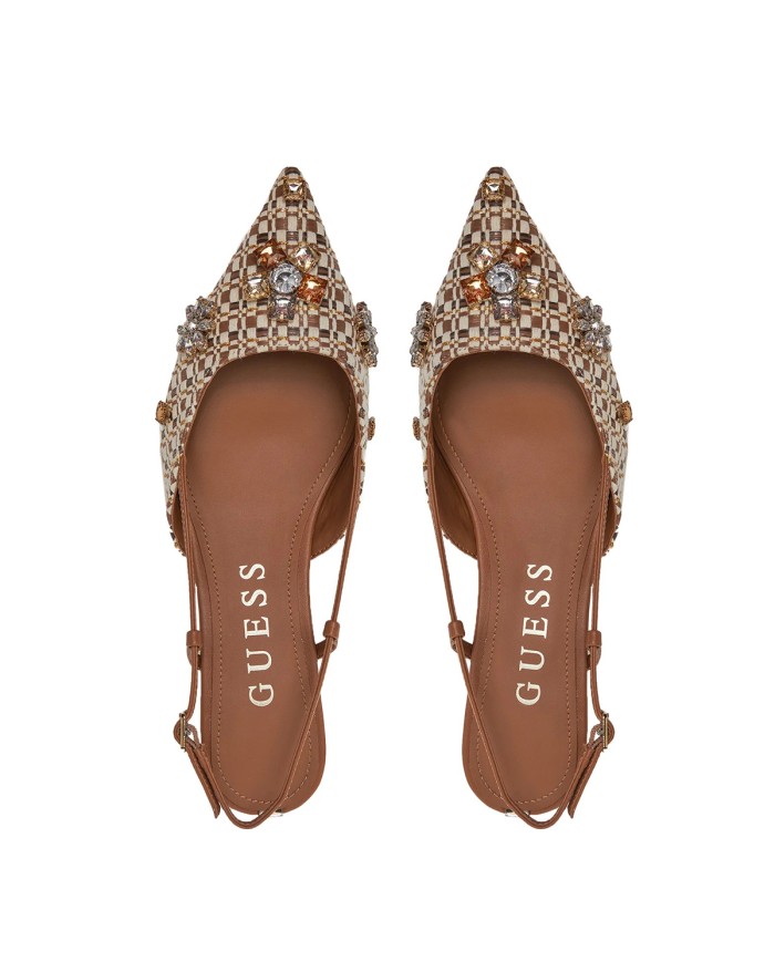 GUESS SCARPA DONNA SLING BACK JESSENY GIOIELLO MARRONE FLPJSN 125