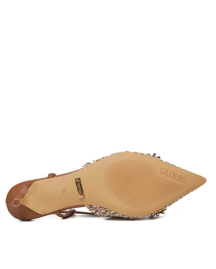 GUESS SCARPA DONNA SLING BACK JESSENY GIOIELLO MARRONE FLPJSN 125