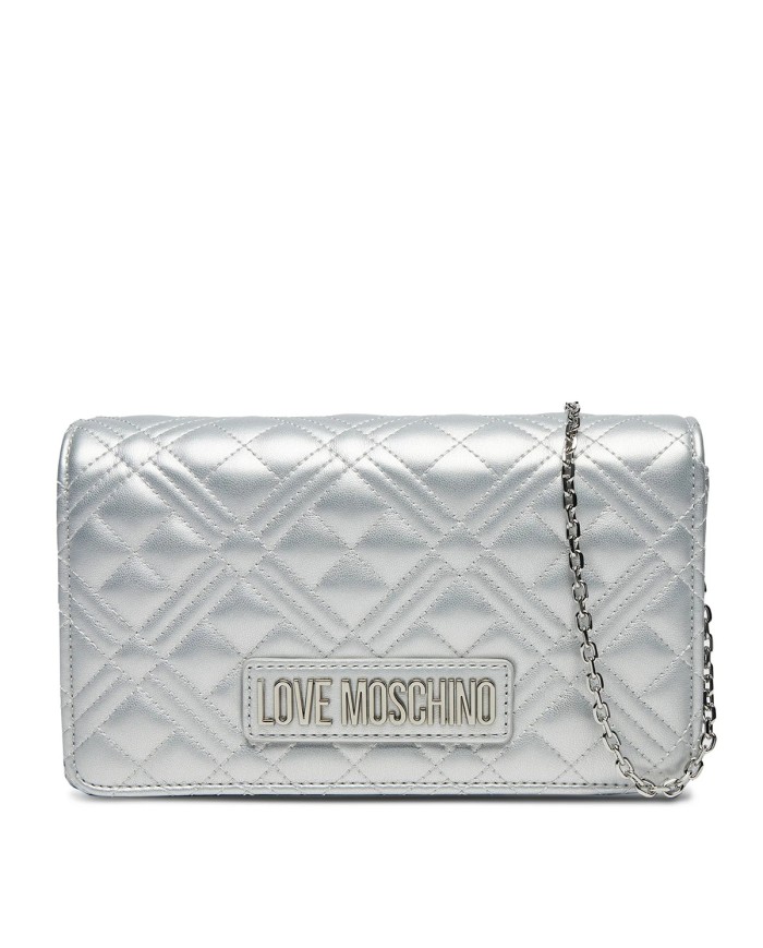 MOSCHINO POCHETTE QUILTED METALLIC SILVER JC4079 125