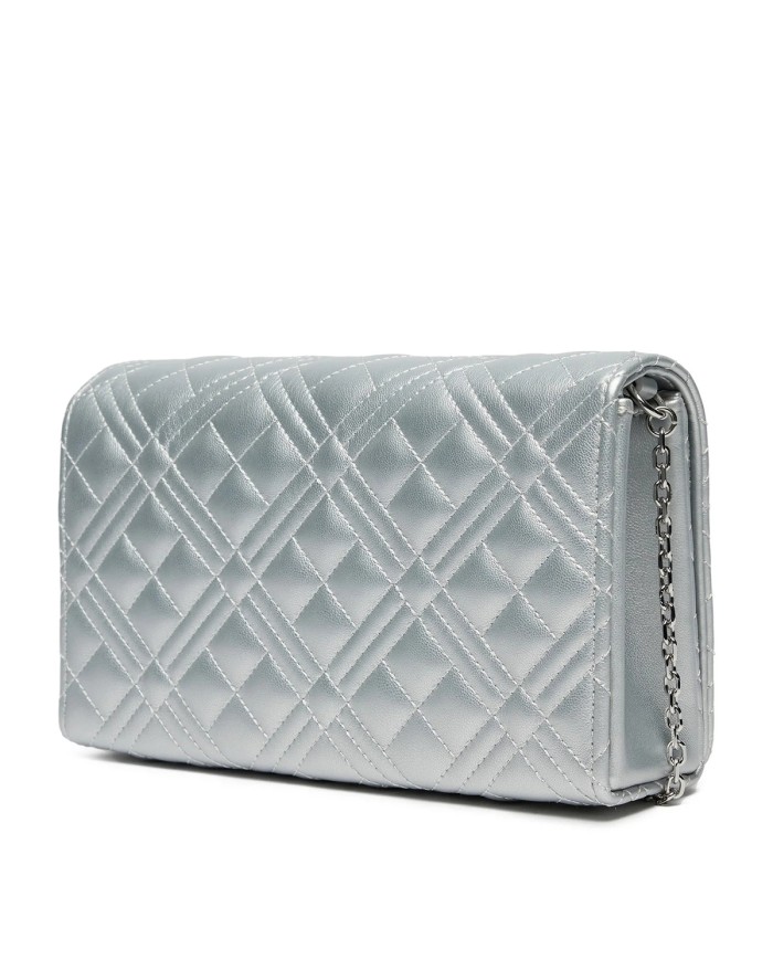 MOSCHINO POCHETTE QUILTED METALLIC SILVER JC4079 125