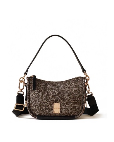 BORBONESE  HOBO SMALL CAHIER OP NATURALE/ NERO CON TRACOLLA A NASTRO 91010036I15