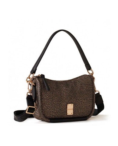 BORBONESE  HOBO SMALL CAHIER OP NATURALE/ NERO CON TRACOLLA A NASTRO 91010036I15