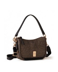 BORBONESE  HOBO SMALL CAHIER OP NATURALE/ NERO CON TRACOLLA A NASTRO 91010036I15