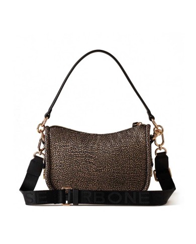 BORBONESE  HOBO SMALL CAHIER OP NATURALE/ NERO CON TRACOLLA A NASTRO 91010036I15