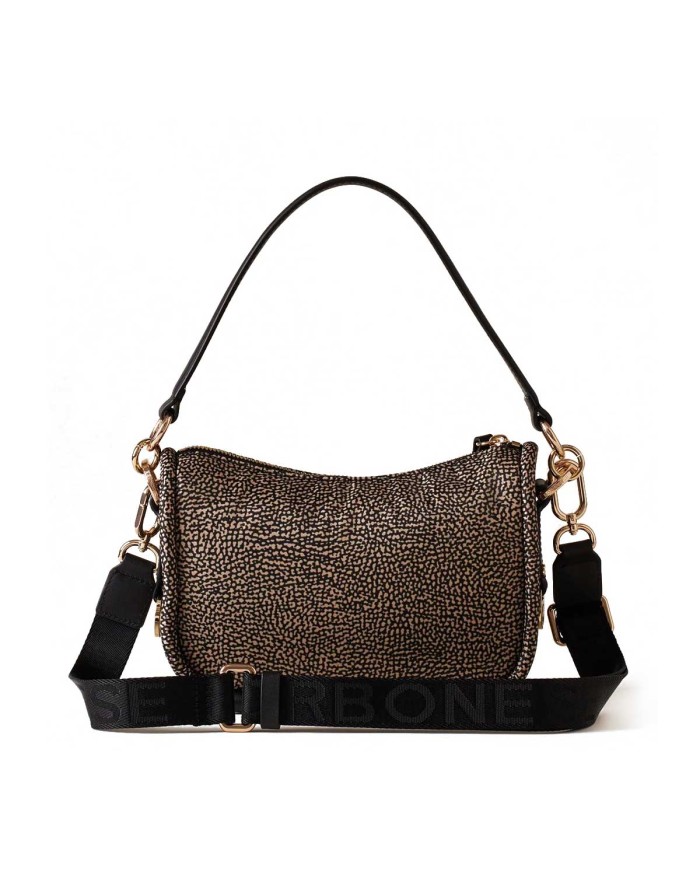 BORBONESE  HOBO SMALL CAHIER OP NATURALE/ NERO CON TRACOLLA A NASTRO 91010036I15