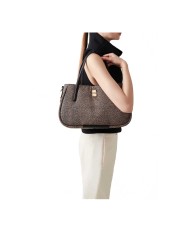 BORBONESE SHOPPER MEDIUM CAHIER CON TRACOLLA A NASTRO OP NATURALE NERO