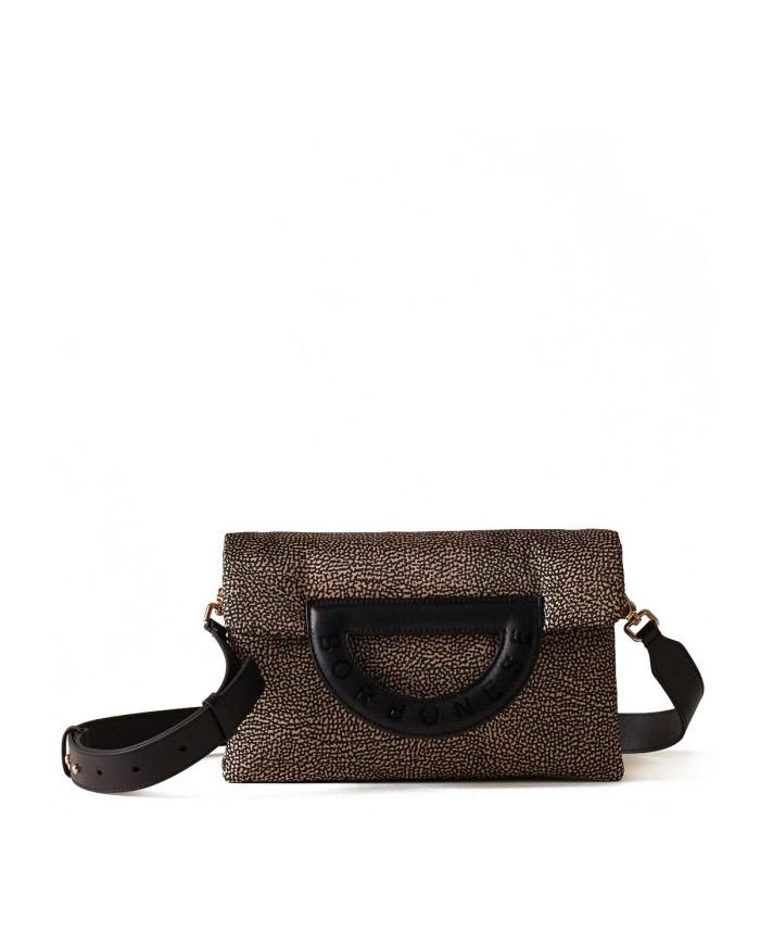 BORBONESE CROSSBODY SMALL BOUCHE NATURALE/NERO