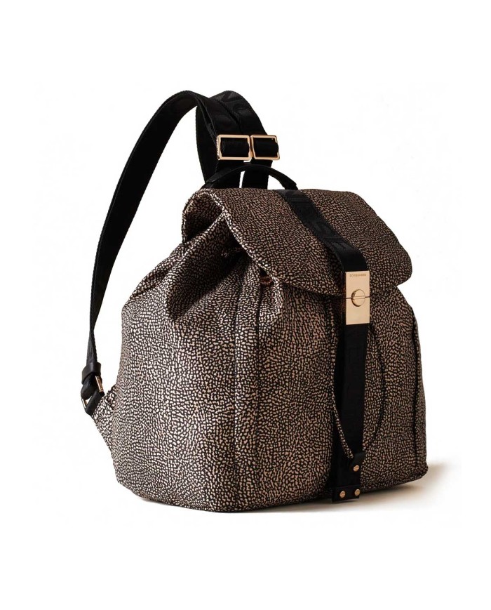 BORBONESE ZAINETTO MEDIUM FOLD OP NTURALE / NERO