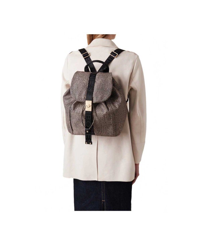 BORBONESE ZAINETTO MEDIUM FOLD OP NTURALE / NERO