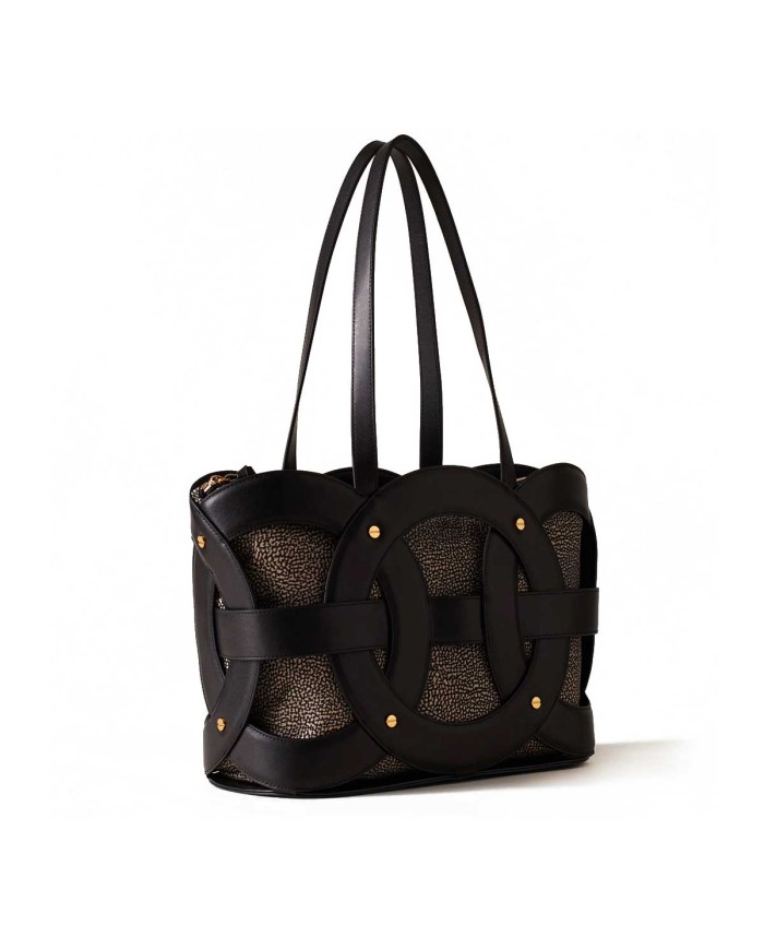 BORBONESE SHOPPER MEDIUM ALL ROUND NERO