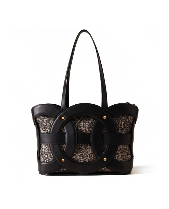 BORBONESE SHOPPER MEDIUM ALL ROUND NERO
