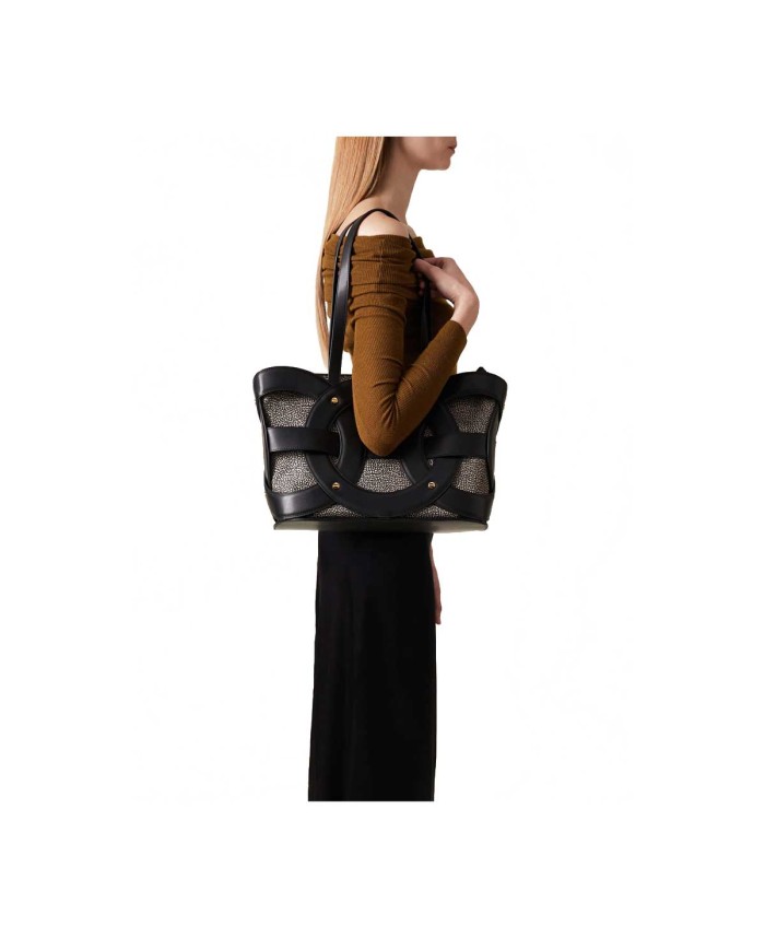 BORBONESE SHOPPER MEDIUM ALL ROUND NERO