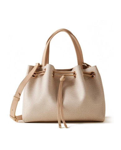 BORBONESE SHOPPER MEDIUM MARÈE CON TRACOLLA  SABBIA