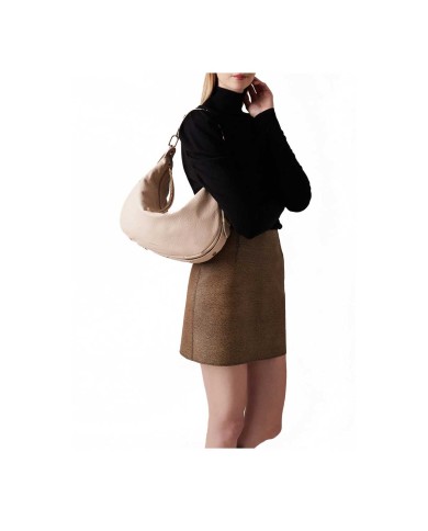 BORBONESE  HOBO MEDIUM OYSTER PORRIDGE