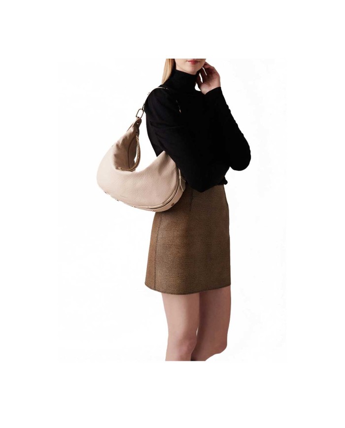 BORBONESE  HOBO MEDIUM OYSTER PORRIDGE