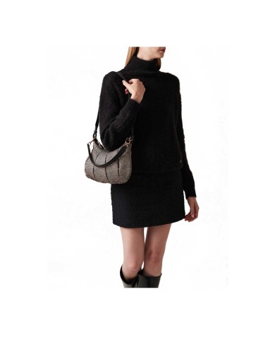 BORBONESE HOBO SMALL CROISSANT  OP NATURALE/NERO