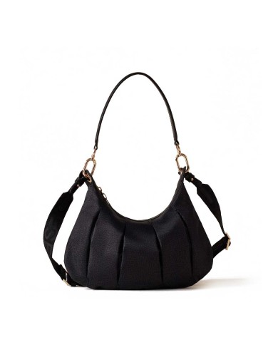 BORBONESE HOBO SMALL CROISSANT DARK BLACK