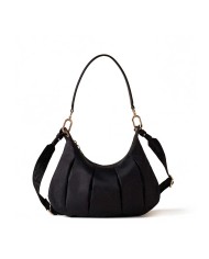 BORBONESE HOBO SMALL CROISSANT DARK BLACK