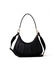 BORBONESE HOBO SMALL CROISSANT DARK BLACK