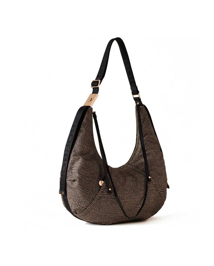 BORBONESE HOBO MEDIUM FOLD OP NATURALE/NERO