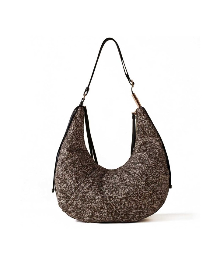 BORBONESE HOBO MEDIUM FOLD OP NATURALE/NERO