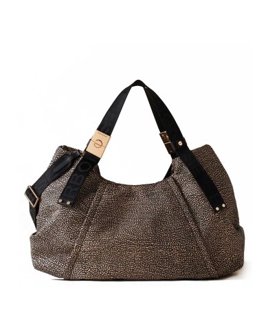 BORBONESE BAULETTO MEDIUM FOLD CON TRACOLLA OP NATURALE/ NERO