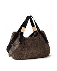 BORBONESE BAULETTO MEDIUM FOLD CON TRACOLLA OP NATURALE/ NERO