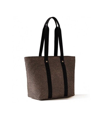 BORBONESE SHOPPER ECO LINE MEDIUM OP NATURALE/ NERO