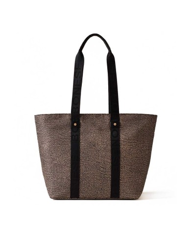 BORBONESE SHOPPER ECO LINE MEDIUM OP NATURALE/ NERO