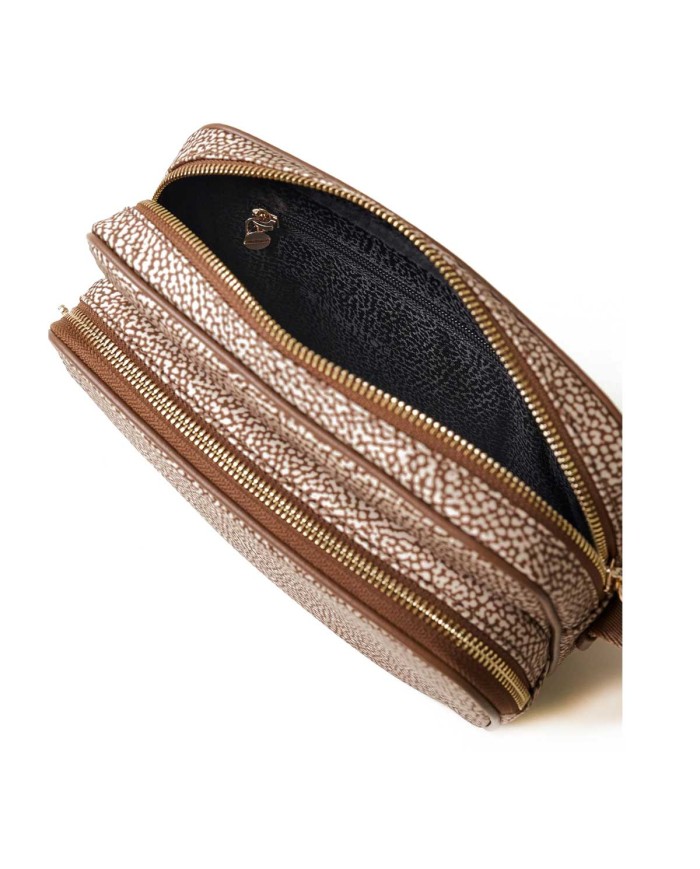 BORBONESE CAMERA CASE  SMALL BEIGE/MARRONE