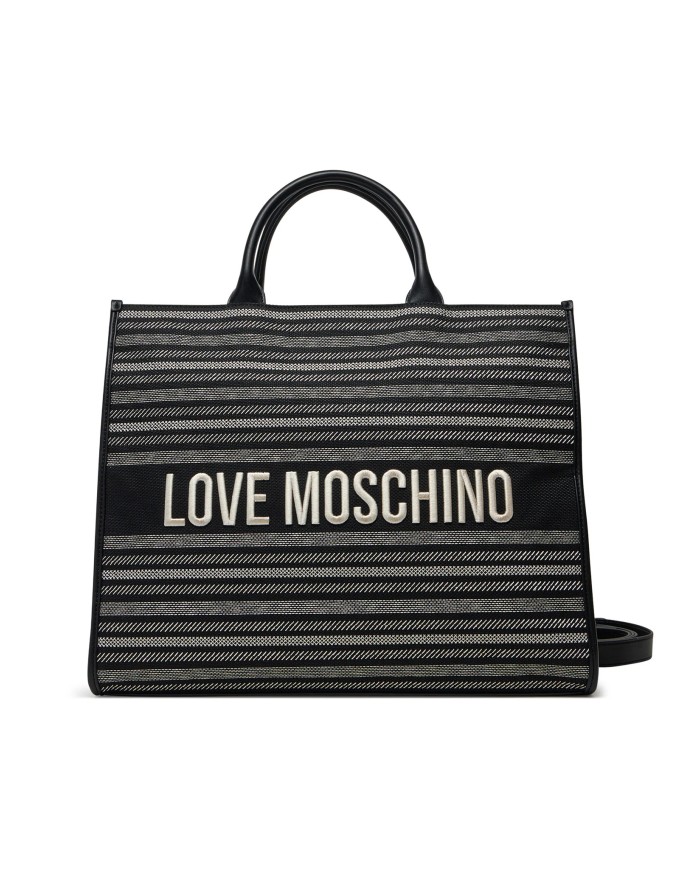 MOSCHINO BORSA DONNA TOTE BAG IN CANVAS CON TRACOLLA BLACK JC4239 125