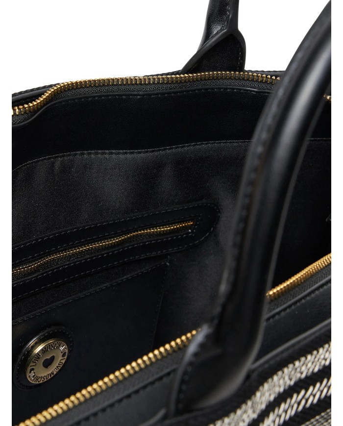 MOSCHINO BORSA DONNA TOTE BAG IN CANVAS CON TRACOLLA BLACK JC4239 125