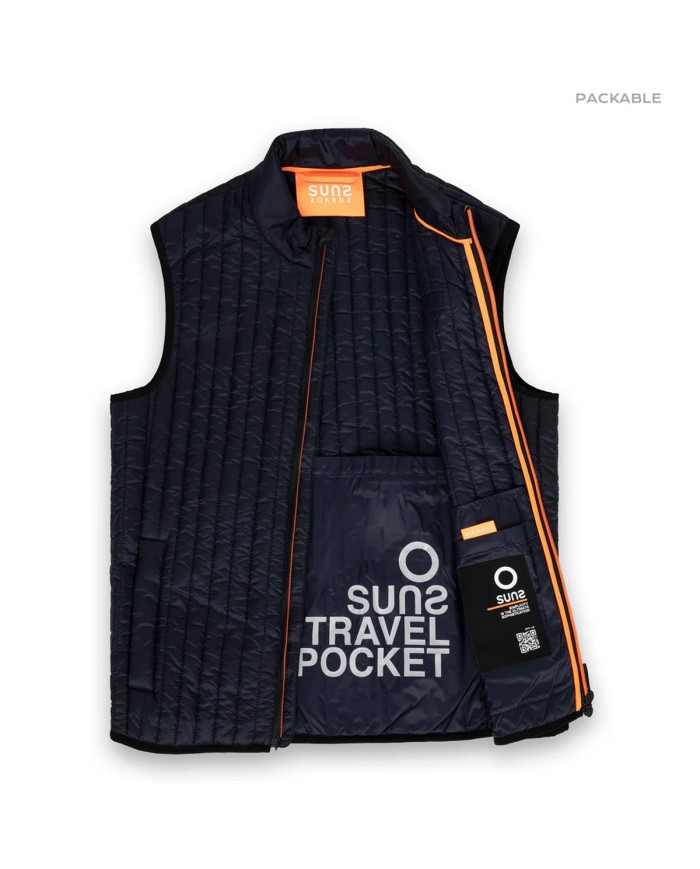 SUNS GILET UOMO OTY RIPSTOP LINEA TRAVEL DARK BLUE GBS51004U 125