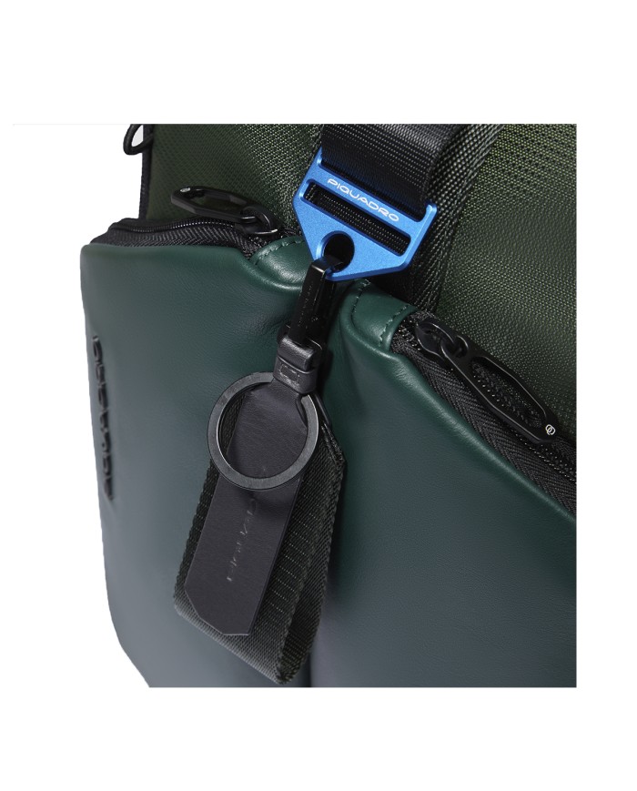 PIQUADRO ZAINO UOMO BACKPACK DA VIAGGIO PQ-EARTH PORTA PC 14" TESSUTO E PELLE VEGANA VERDE CA6629S137 125