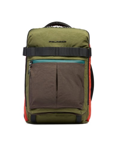 PIQUADRO ZAINO UOMO BACKPACK DA VIAGGIO ARNE PORTA PC 17,3" TESSUTO RICICLATO VERDE E ARANCIO CA6691S125 125