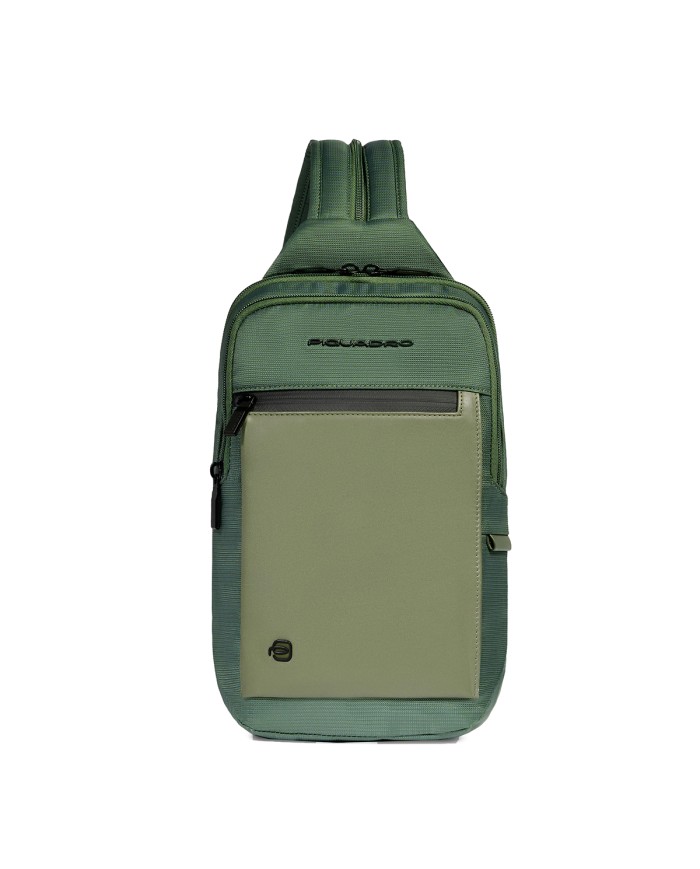 PIQUADRO MONOSPALLA UOMO ORION IN TESSUTO RICICLATO PORTA IPAD MINI VERDE CA6625S136 125
