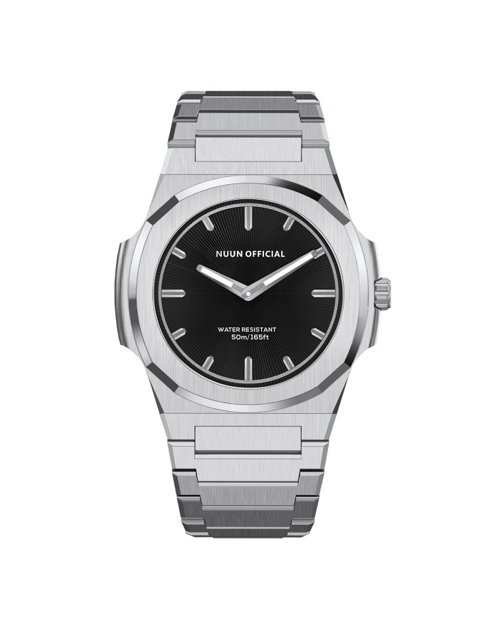 NUNCIER OFFICIAL OROLOGIO MONTRE SLIM 38MM SILVER IN BLACK