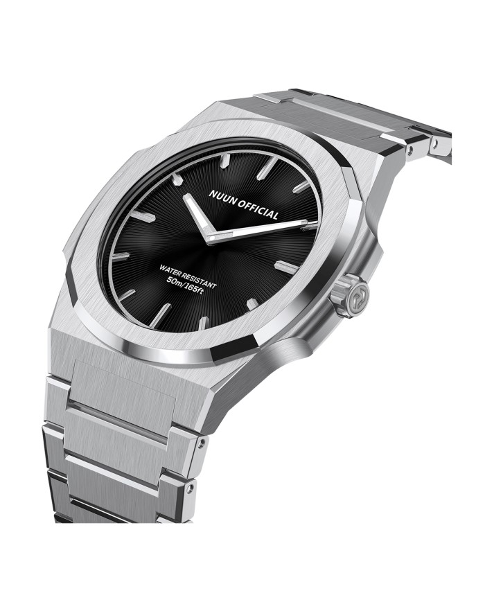 NUNCIER OFFICIAL OROLOGIO MONTRE SLIM 38MM SILVER IN BLACK