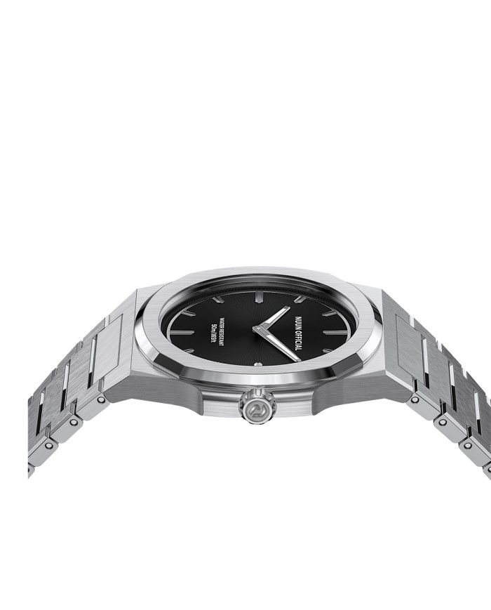 NUNCIER OFFICIAL OROLOGIO MONTRE SLIM 38MM SILVER IN BLACK