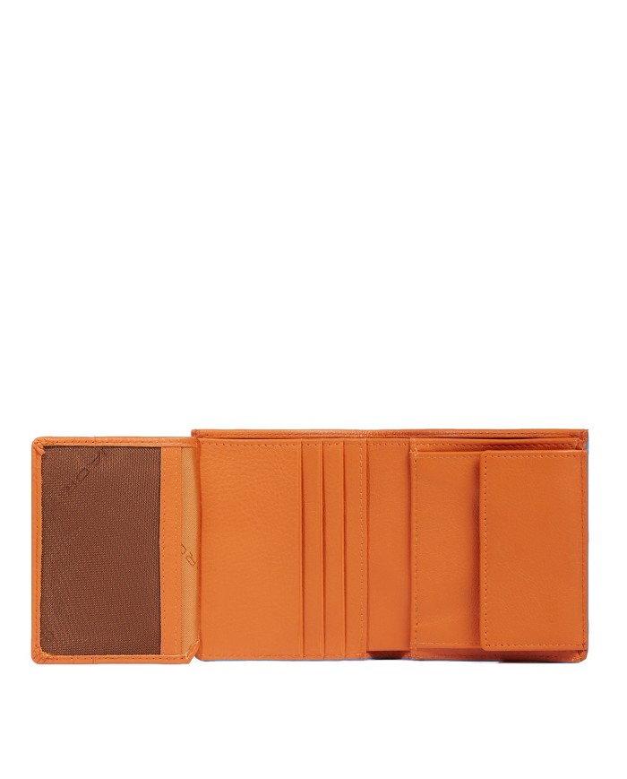 PIQUADRO PORTAFOGLIO UOMO WALLET VERTICALE ATLAS IN PELLE CON PORTAMONETE ARANCIO PU5964S138R 125