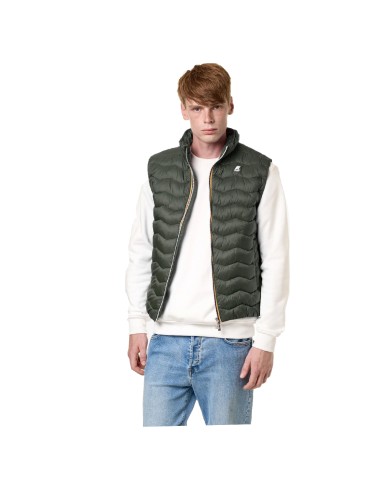 K-WAY GIACCA GILET UOMO VALEN QUILTED WARM GREEN BLACKISH K6114RW CO