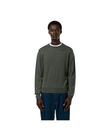 K-WAY FELPA UOMO SEBASTIEN MERINO GREEN BLACKISH K6113BW CO