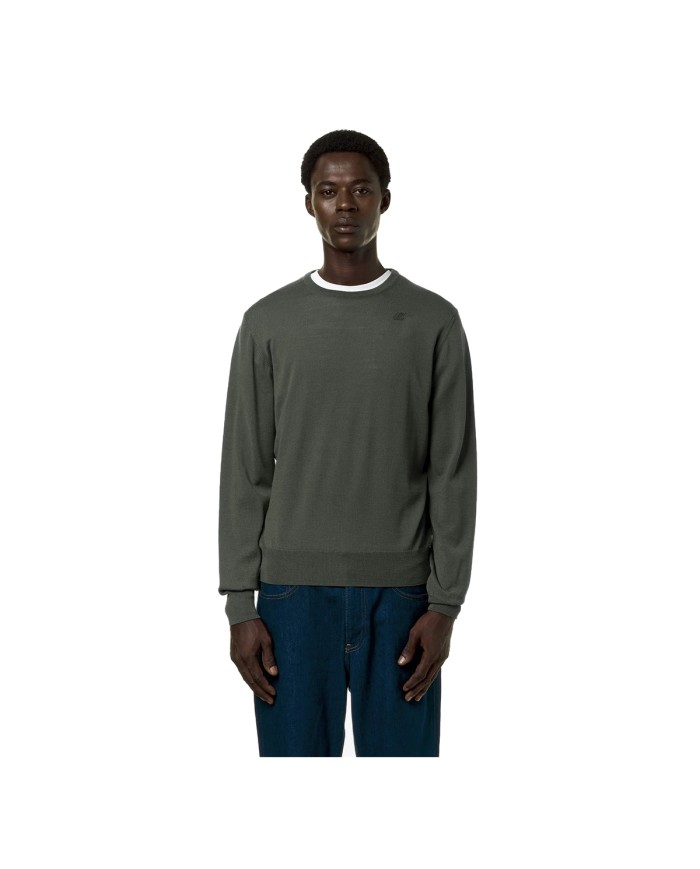 K-WAY FELPA UOMO SEBASTIEN MERINO GREEN BLACKISH K6113BW CO