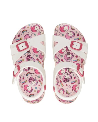 BIRKENSTOCK SANDALO BIMBA RIO KIDS PATENT UNICORN WHITE 1018864
