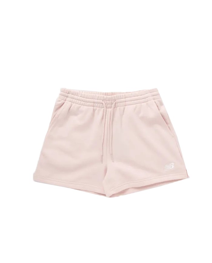 NEW BALANCE BERMUDA SPORTIVI DONNA ESSENTIALS FRENCH TERRY SHORT SMALL LOGO ROSE SUGAR WS41500RSG 125