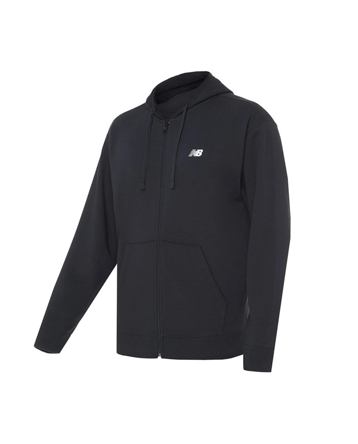 NEW BALANCE FELPA UOMO STACKED LOGO FRENCH TERRY FULL ZIP HOODIE BLACK MJ41501BK 125