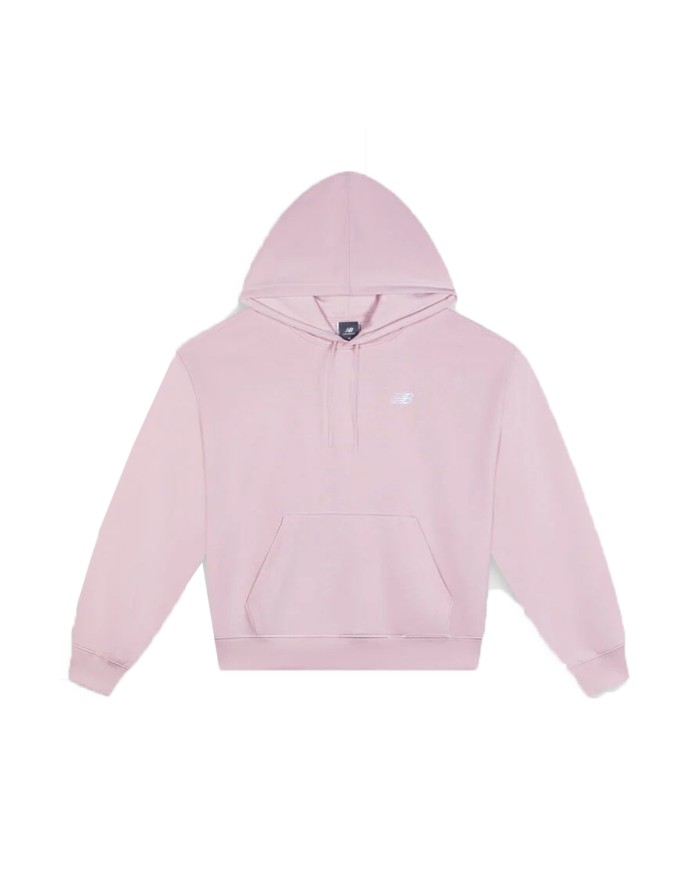 NEW BALANCE FELPA DONNA ESSENTIALS FRENCH TERRY HOODIE SMALL LOGO ROSE SUGAR WT41507RSG 125