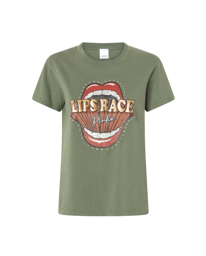 PINKO T-SHIRT JERSEY LIPS RACE VERDE 125